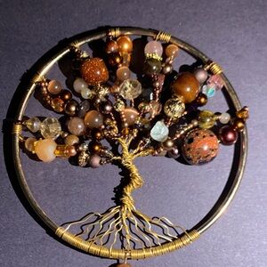 Handmade Assorted Rich Warm Brown and Gold Beaded wire wrap ornament